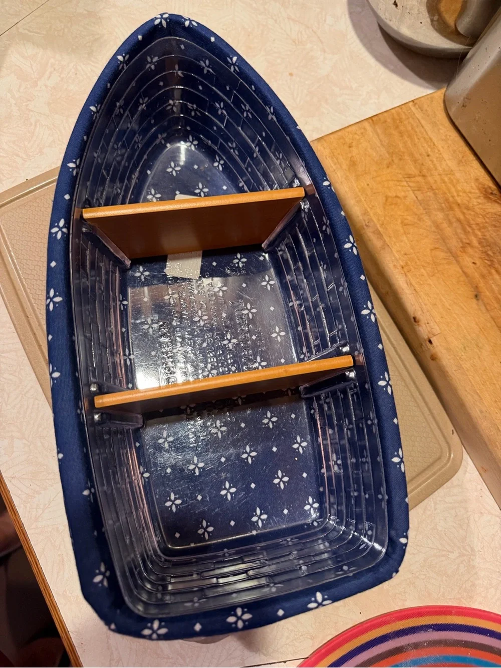 Longaberger row your boat Floral Pattern Decorative Boat Basket - Home Accents